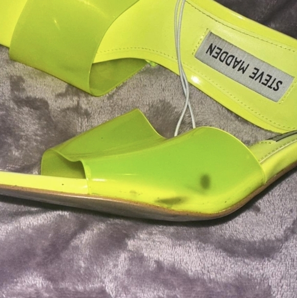 Steve Madden neon green and clear Kitten mules - Picture 3 of 3